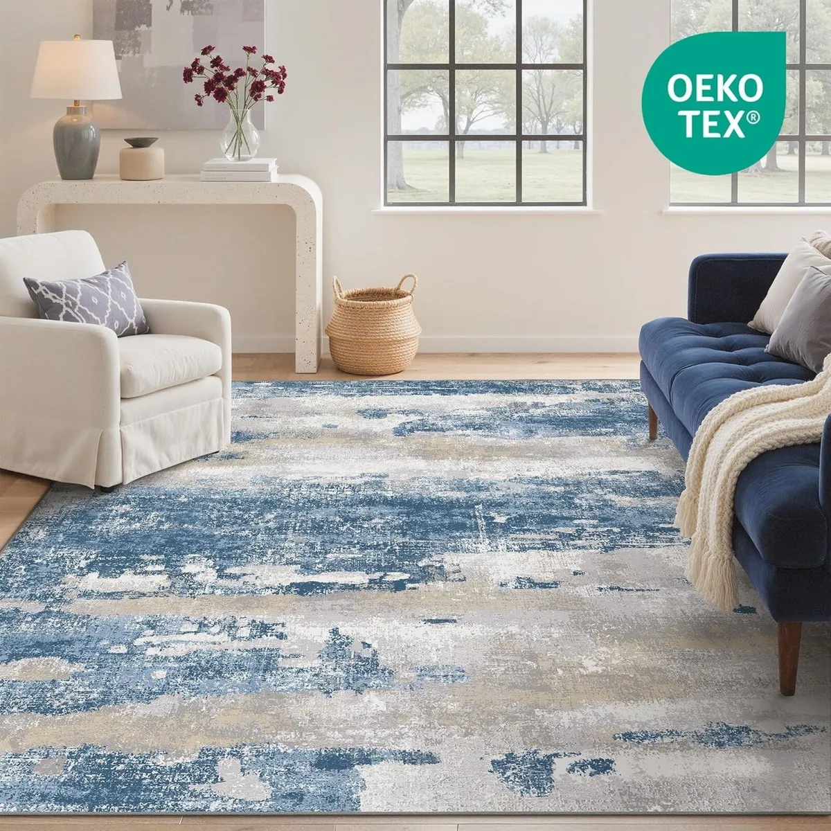 Abstract Rug Washable Non-Slip Carpet Living Room - Image 2