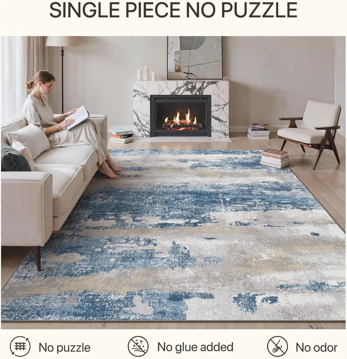 Abstract Rug Washable Non-Slip Carpet Living Room - Image 3