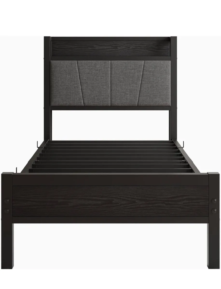 3ft Single Bed Frame with Storage Headboard,Heavy - Image 2