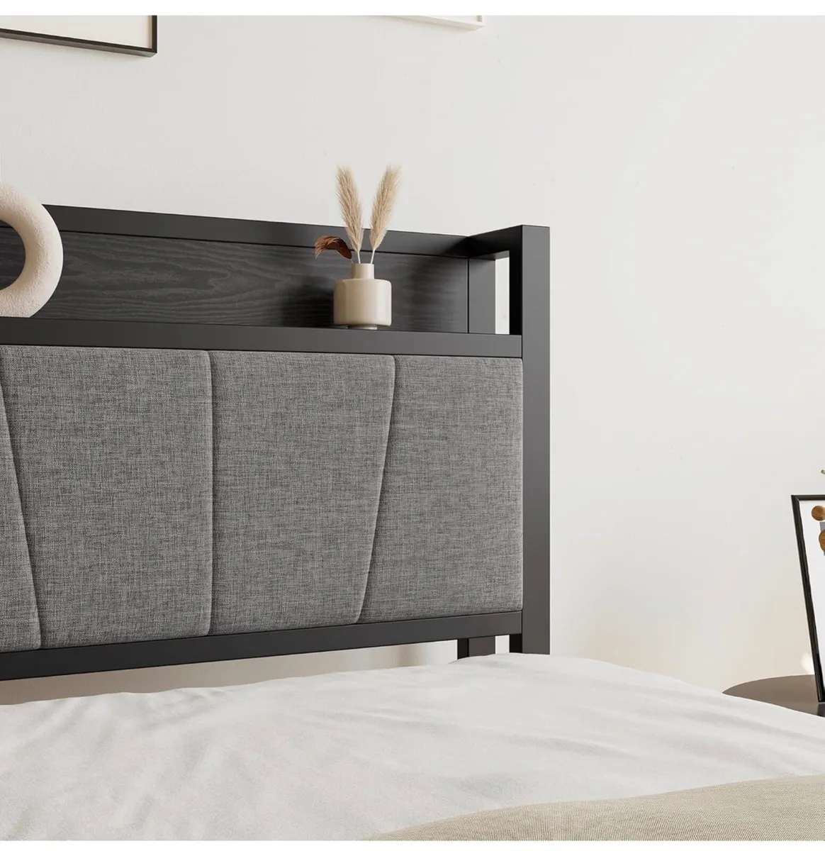 3ft Single Bed Frame with Storage Headboard,Heavy - Image 3