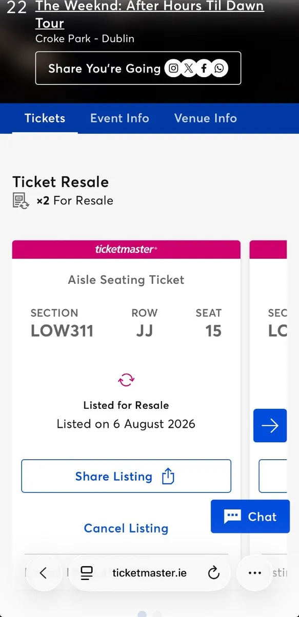 The Weeknd Tickets x 2 - Croke Park