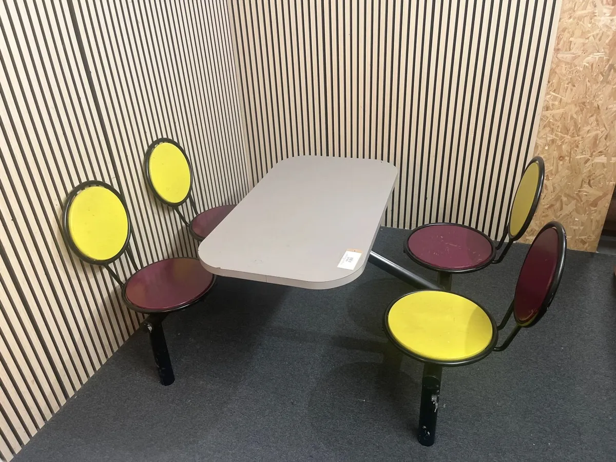 Solid metal framed fixed cafeteria seating - Image 3