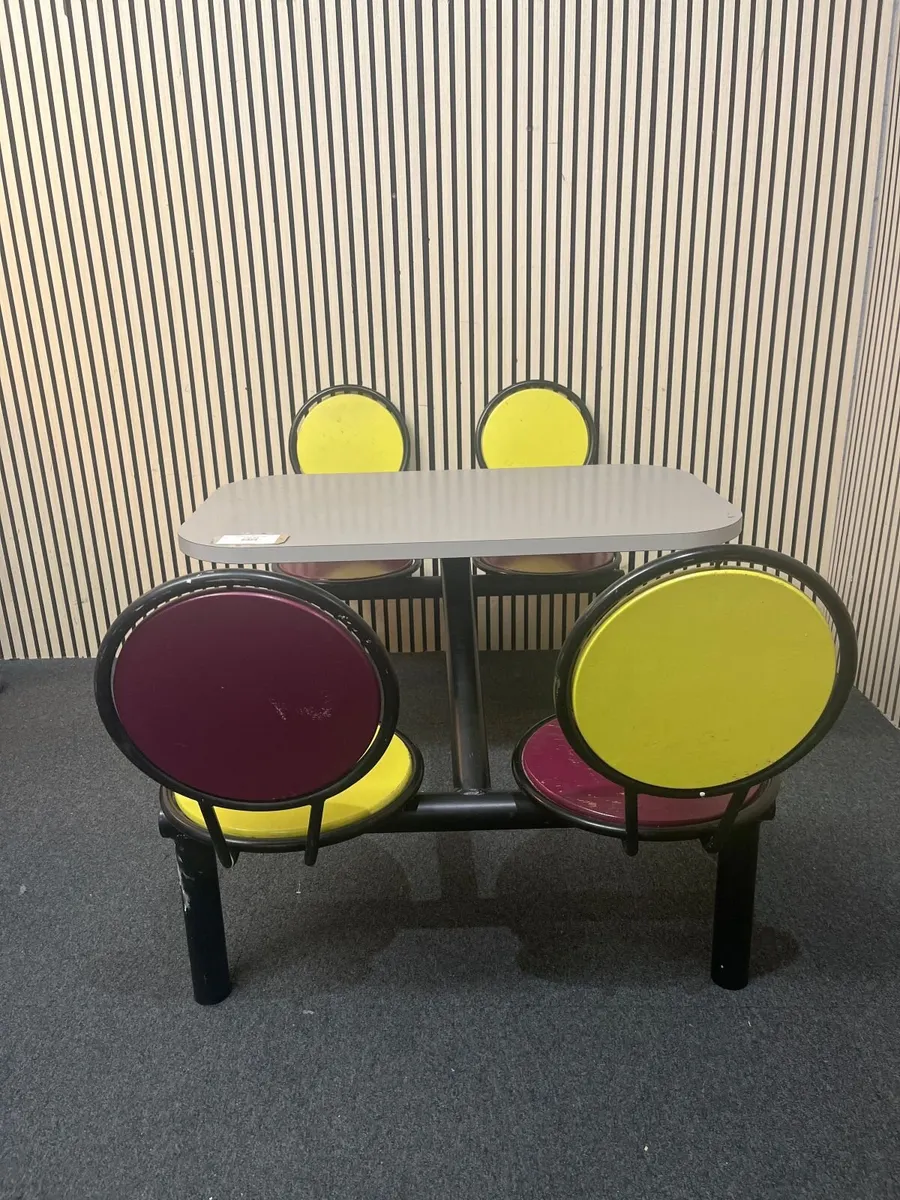 Solid metal framed fixed cafeteria seating - Image 2