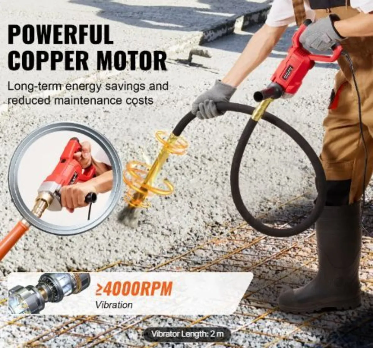 Handheld Concrete Vibrator, 960W - Image 3