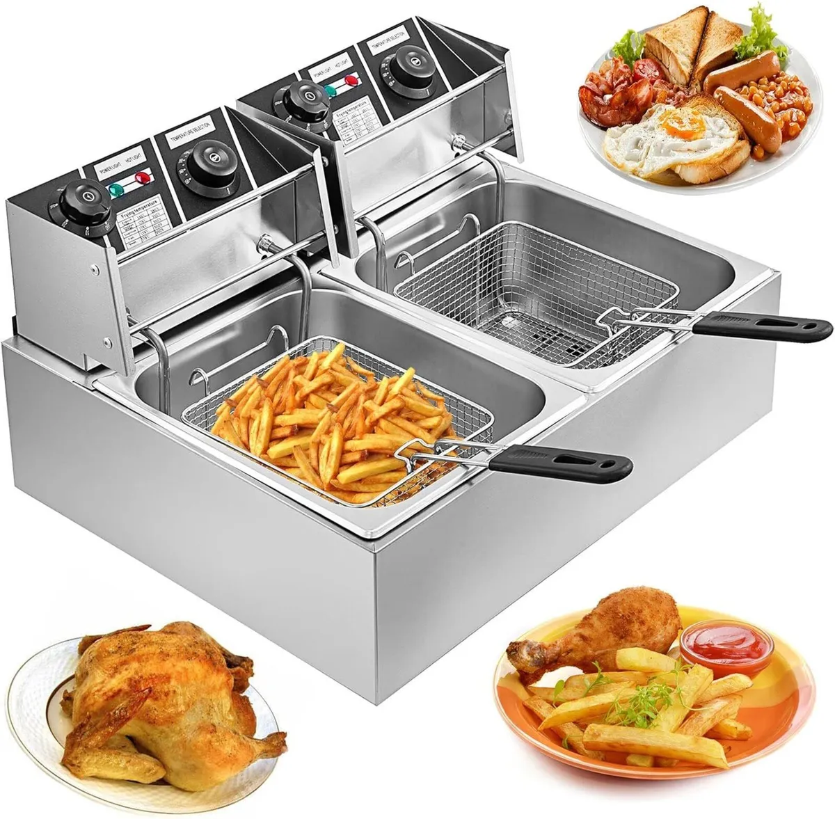 12L 5000W Commercial Electric Deep Fryer with Twin - Image 1