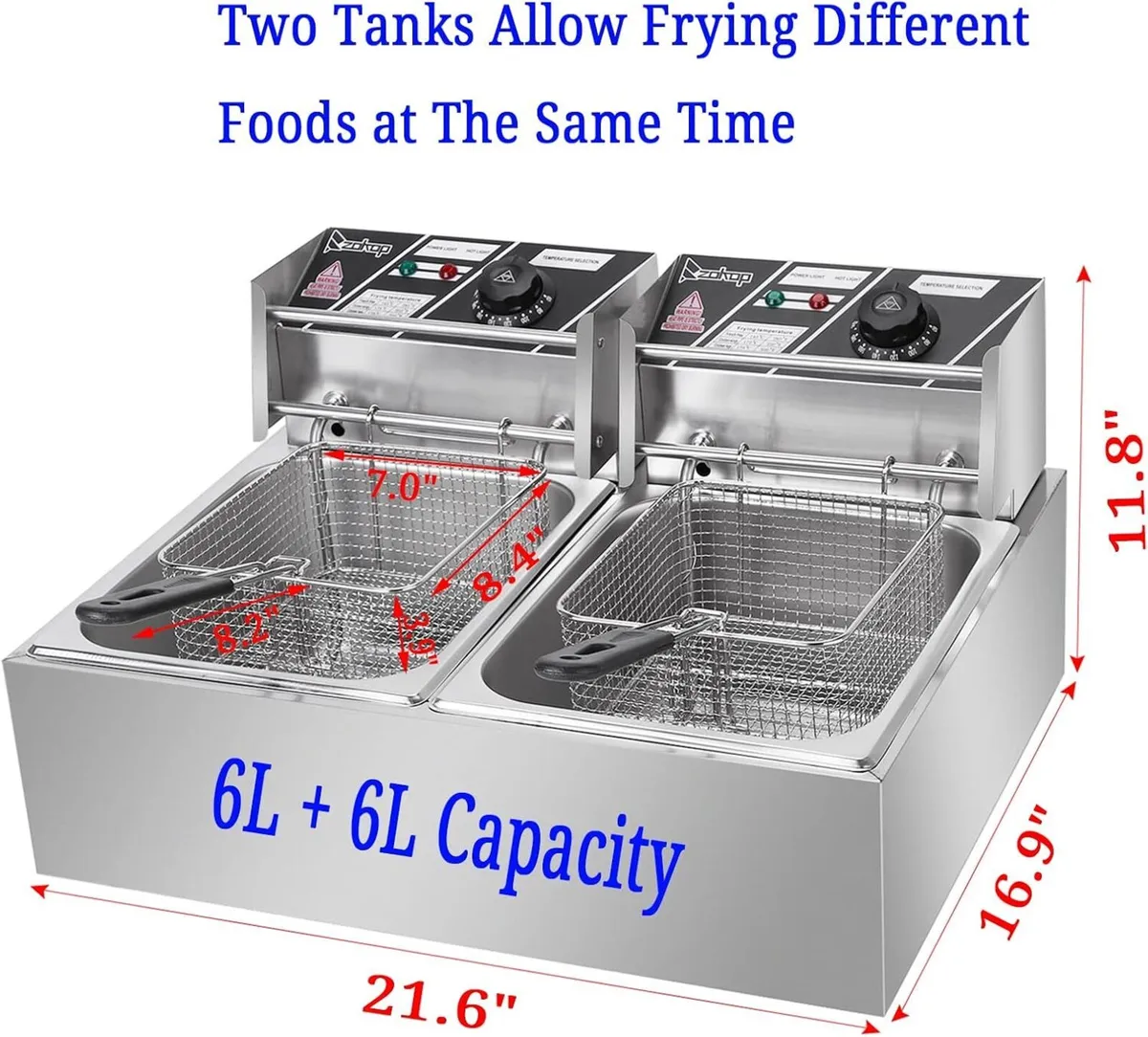 12L 5000W Commercial Electric Deep Fryer with Twin - Image 2