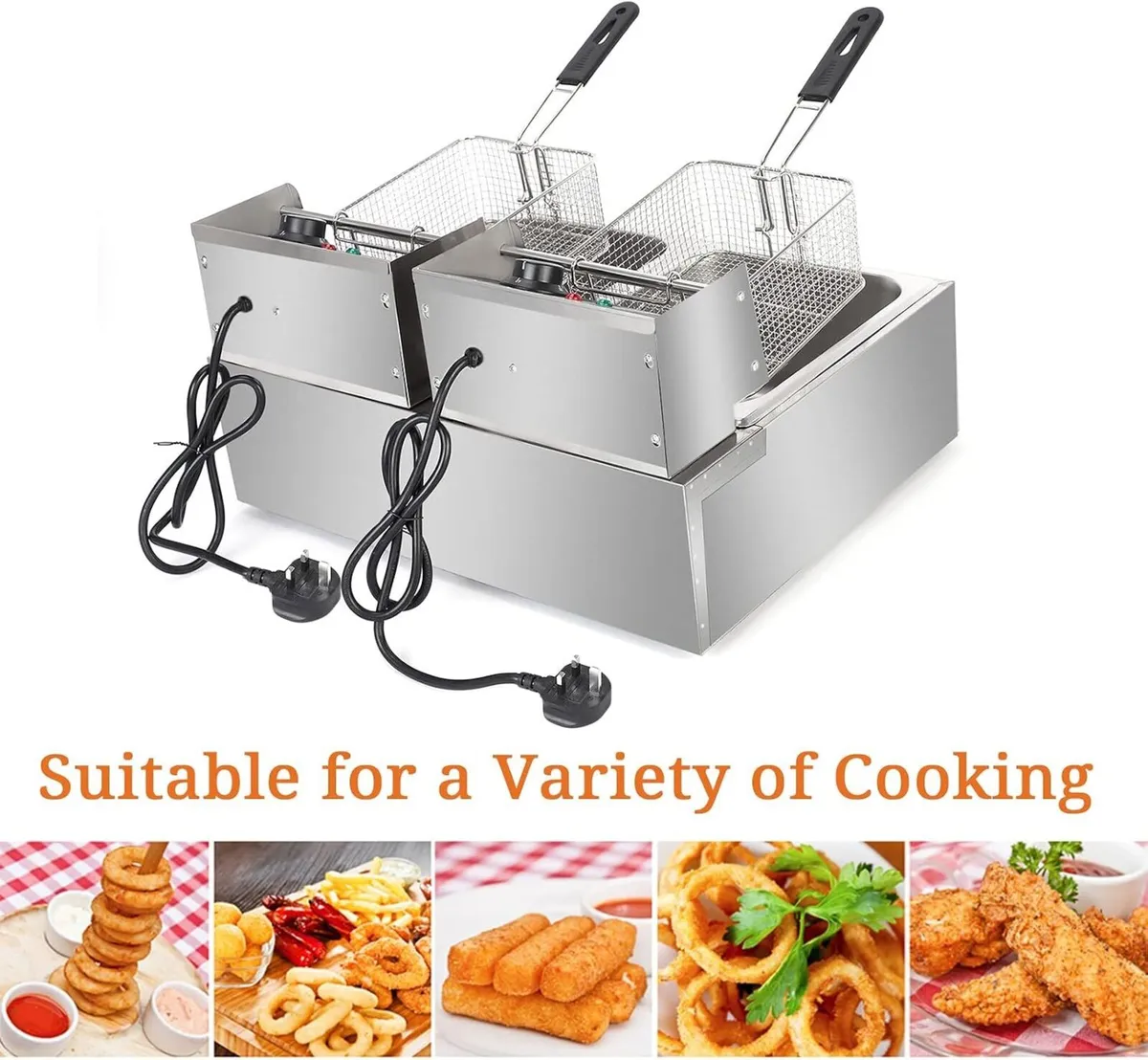12L 5000W Commercial Electric Deep Fryer with Twin - Image 3