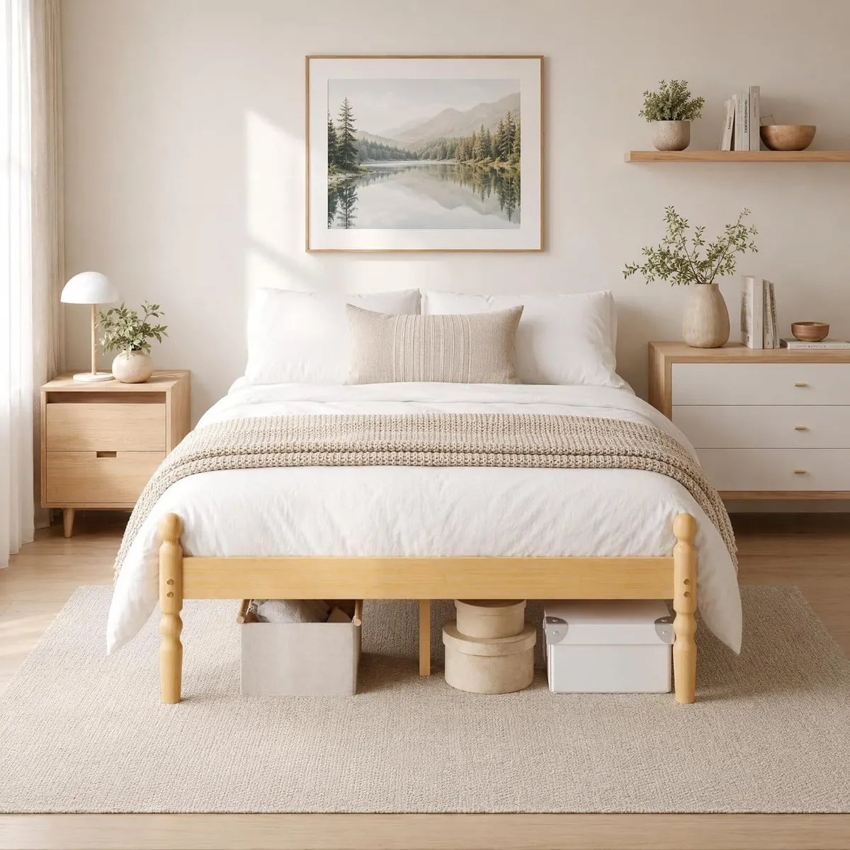 Bed Frame 14-Inch Natural Bamboo Wood Platform - Image 1