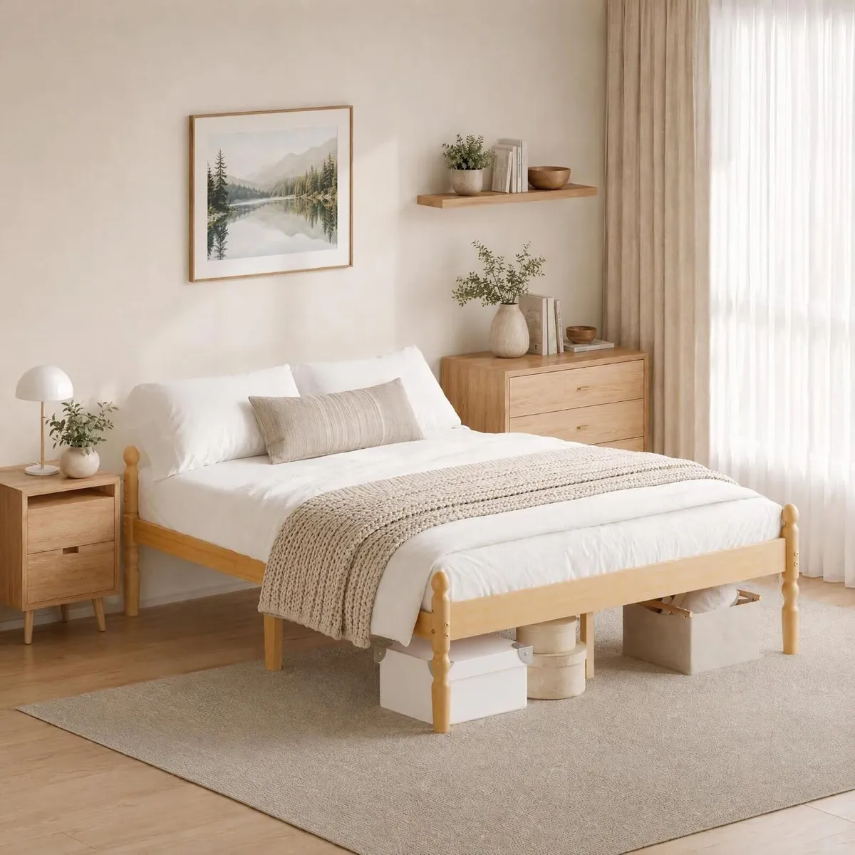 Bed Frame 14-Inch Natural Bamboo Wood Platform - Image 3