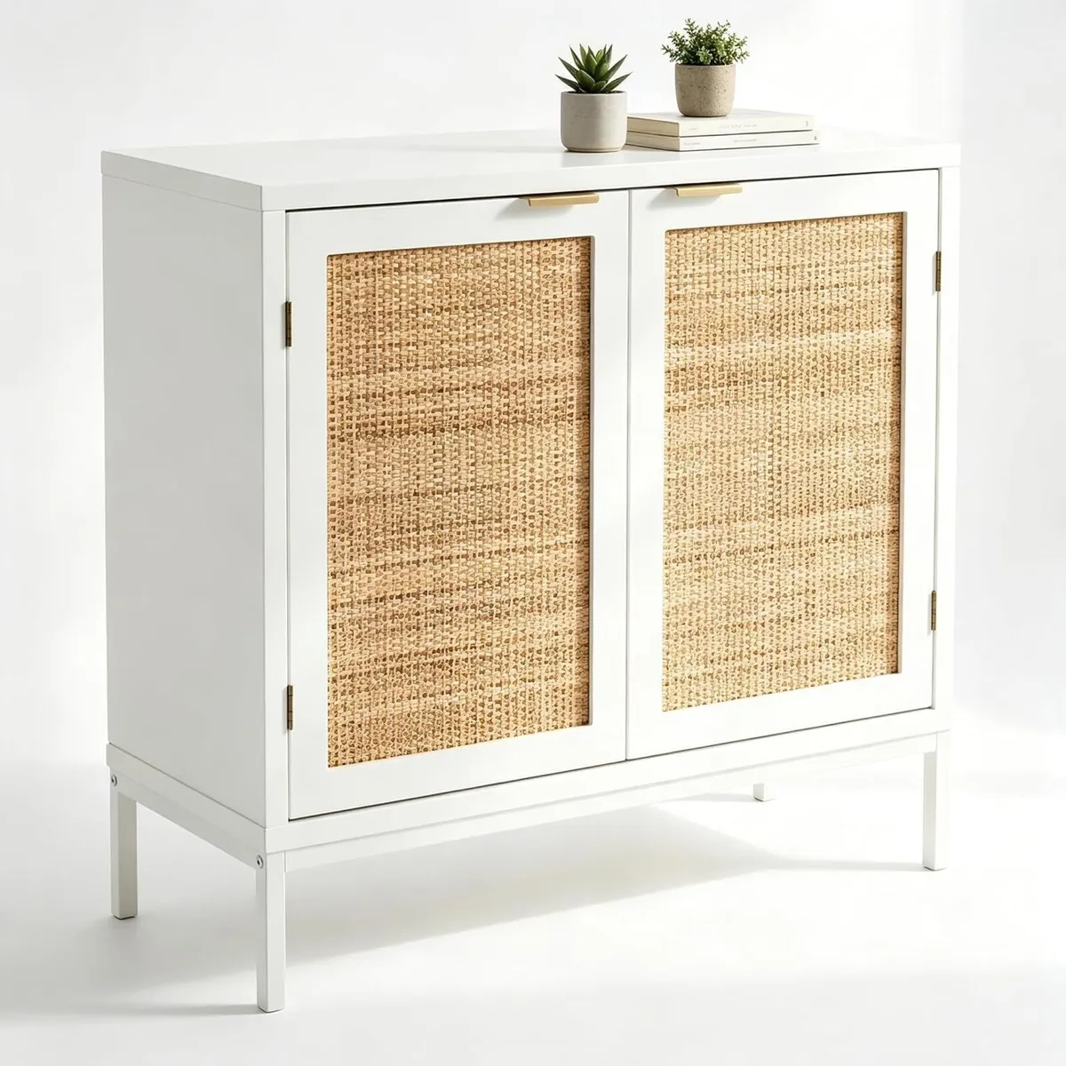 Rattan Buffet Storage Cabinet Wood Sideboard - Image 1
