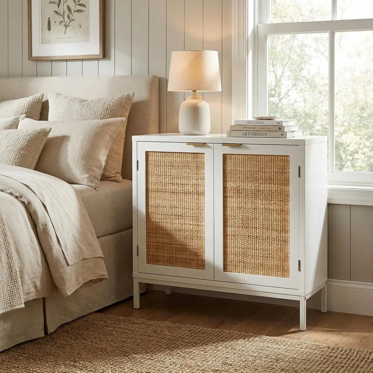Rattan Buffet Storage Cabinet Wood Sideboard - Image 2