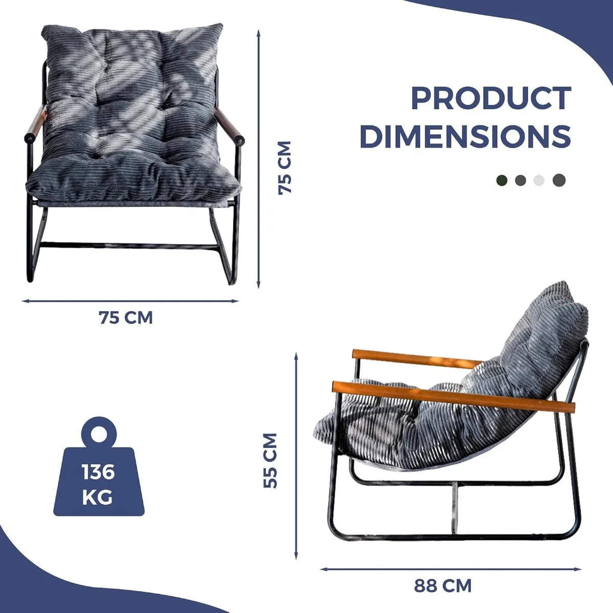 Modern Accent Chair Comfy Armchair for Living Room - Image 2