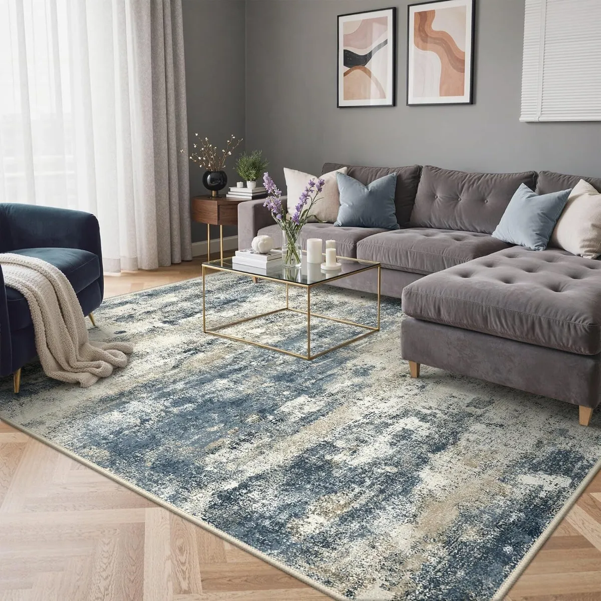 Abstract Rug Washable Non-Slip Carpet Living Room - Image 1