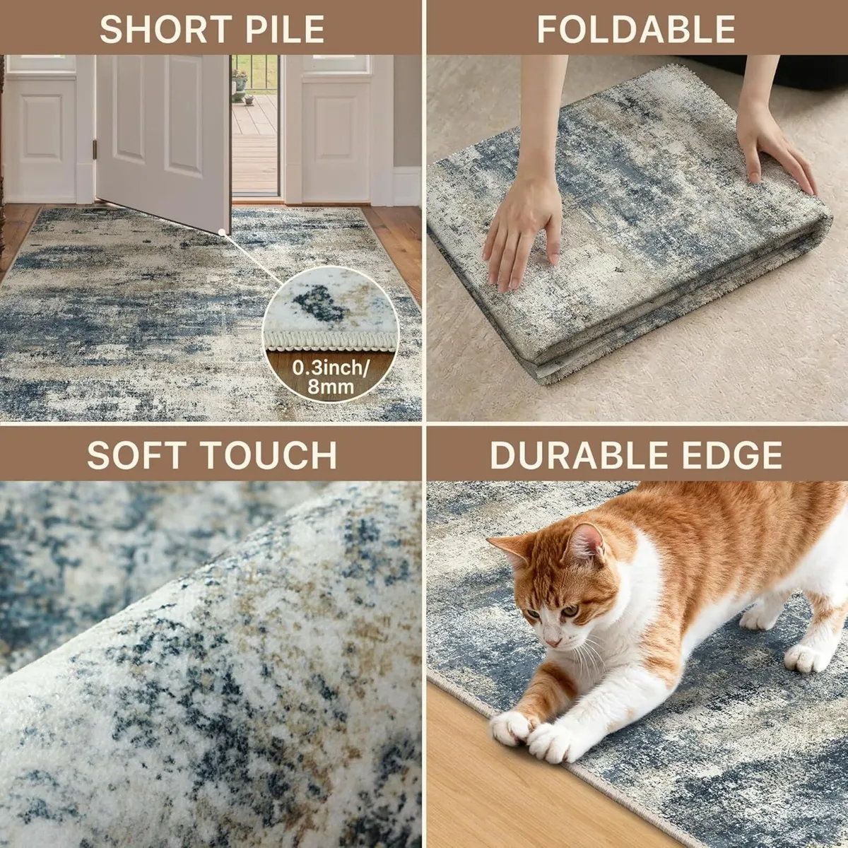 Abstract Rug Washable Non-Slip Carpet Living Room - Image 2