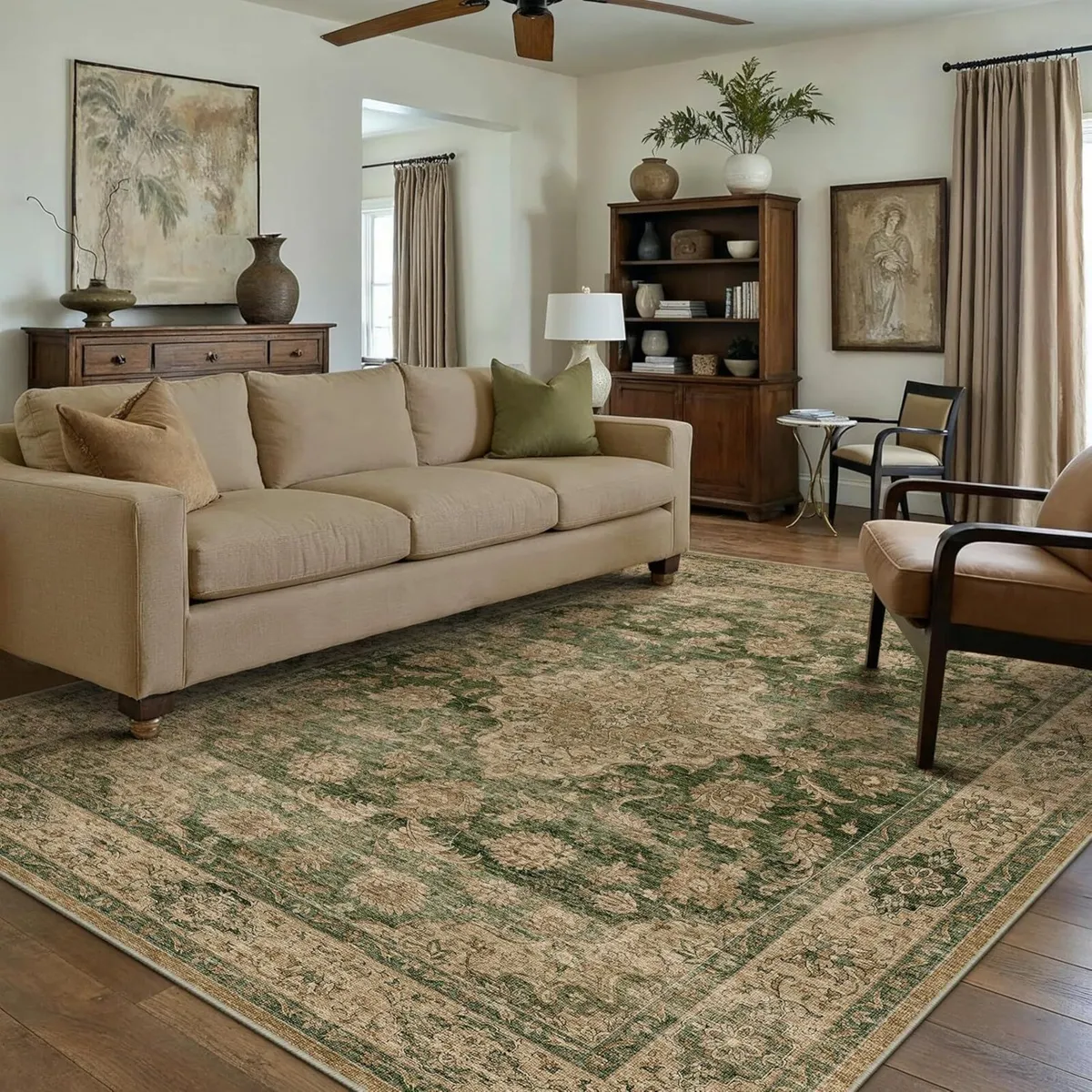 Traditional Pattern Flatweave Area Rug Distressed - Image 3