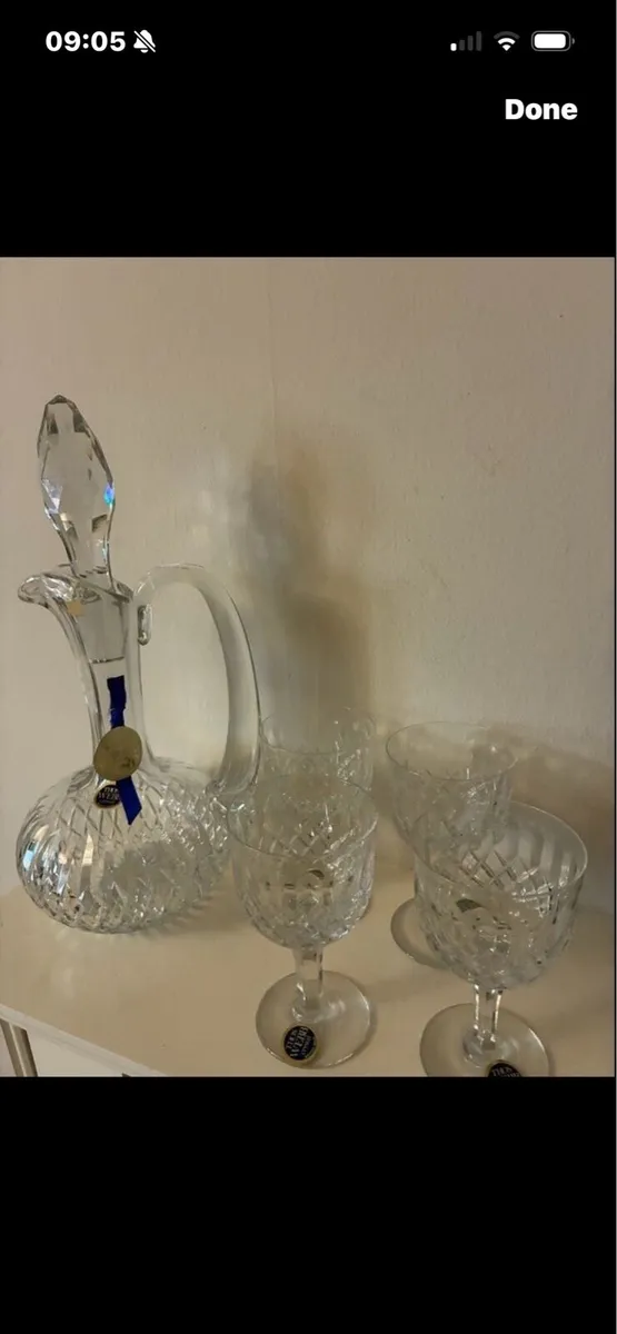 Vintage Thomas Webb Crystal Decanter & Glasses Set - Image 1