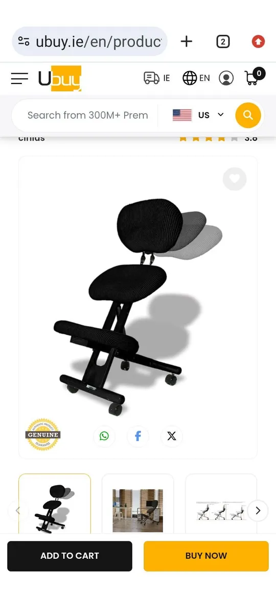 Office kneeling ergonomic chair with backrest - Image 2