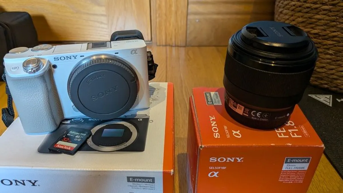 White Sony A6100 + Sony 50mm F1.8 Lens, Lowepro Bag & SD Card - Image 3