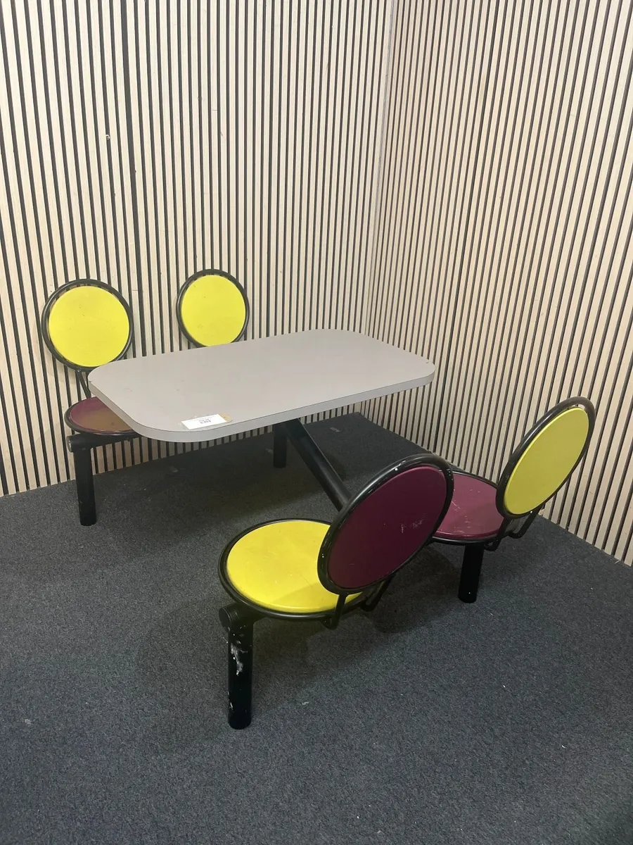 Solid metal framed fixed cafeteria seating - Image 1