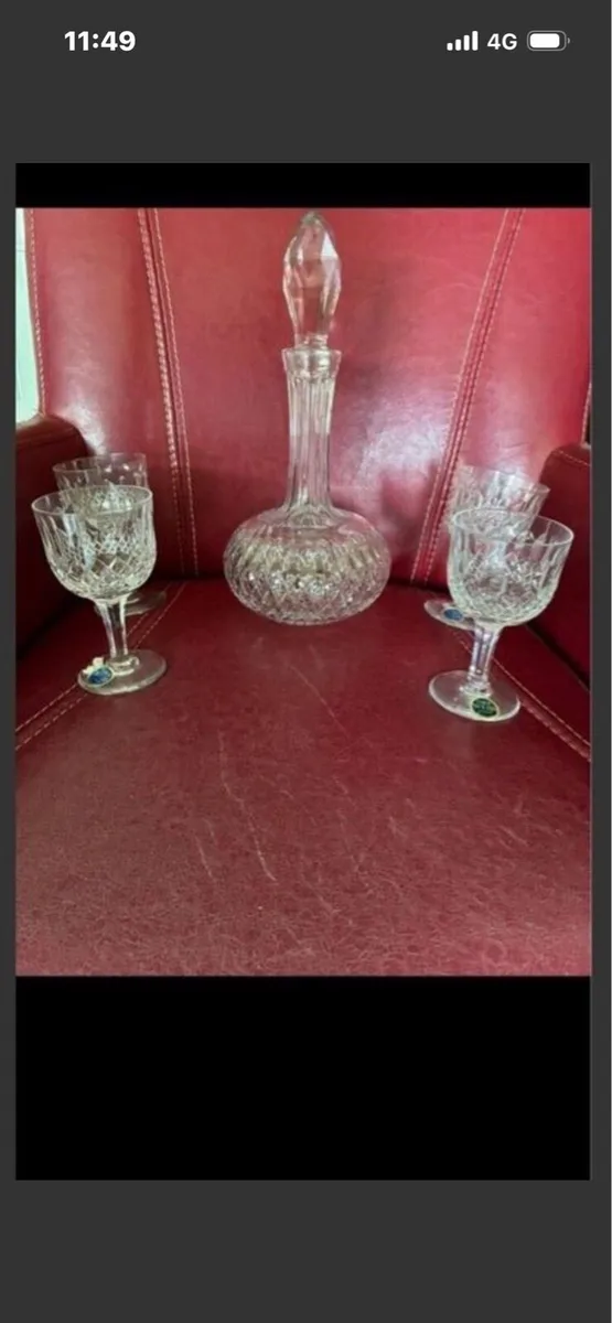 Vintage Thos Webb Crystal Decanter & Glasses - Image 1