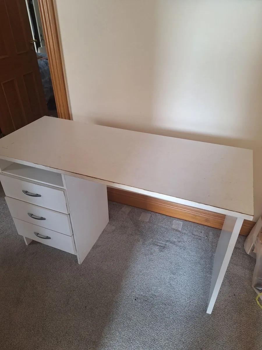 White Desk with Drawers - Image 1
