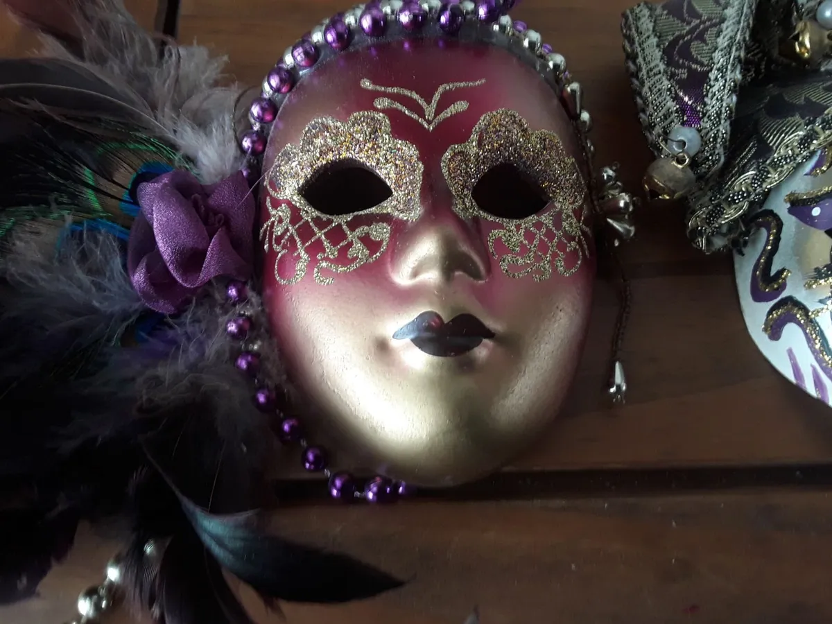 2  small decorative ornamental wall masks - Image 1