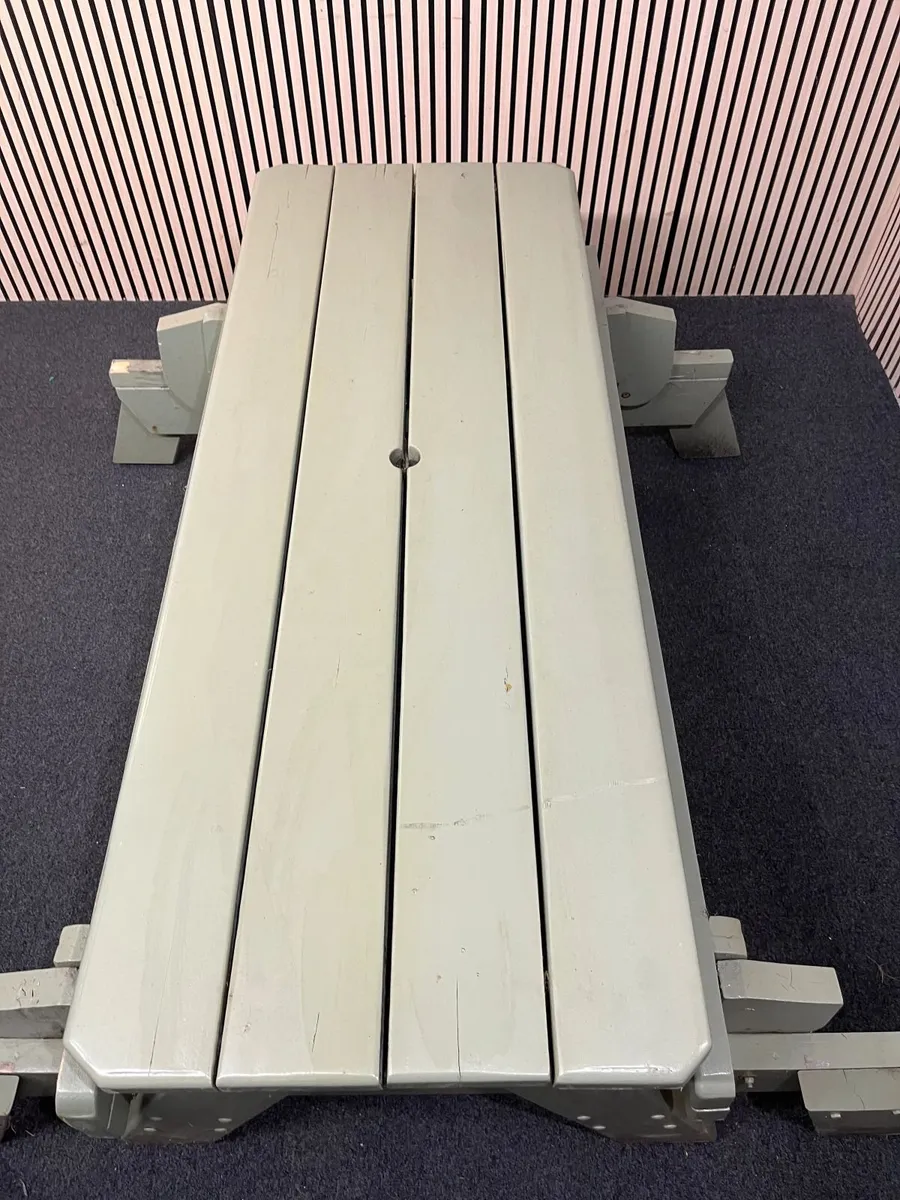 Large green painted picnic bench - Image 4