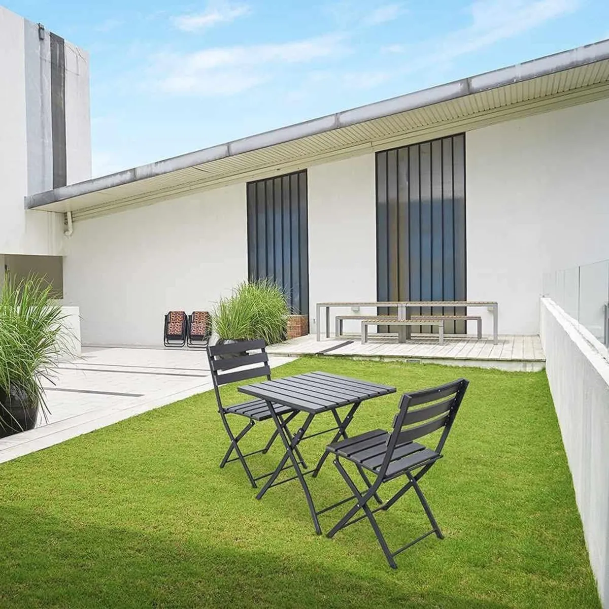 2-Piece Folding Garden Bistro Set with Table - Image 2