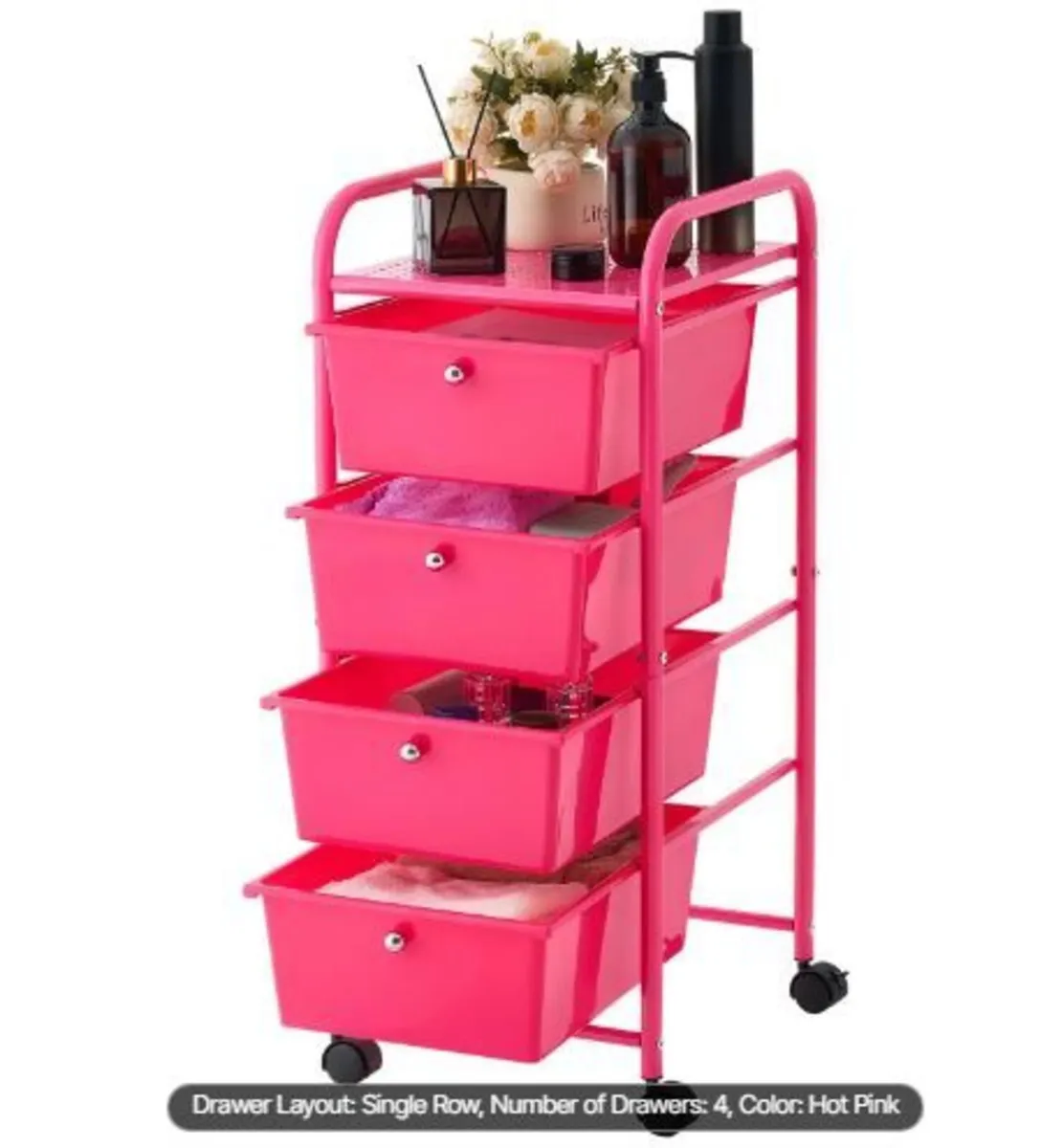 Rolling Cart with Drawers, 4 Drawer - Image 4