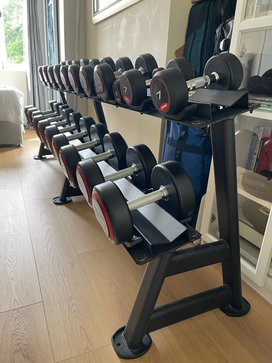 Jordan Premium Urethane Dumbells set with Rack - Image 2