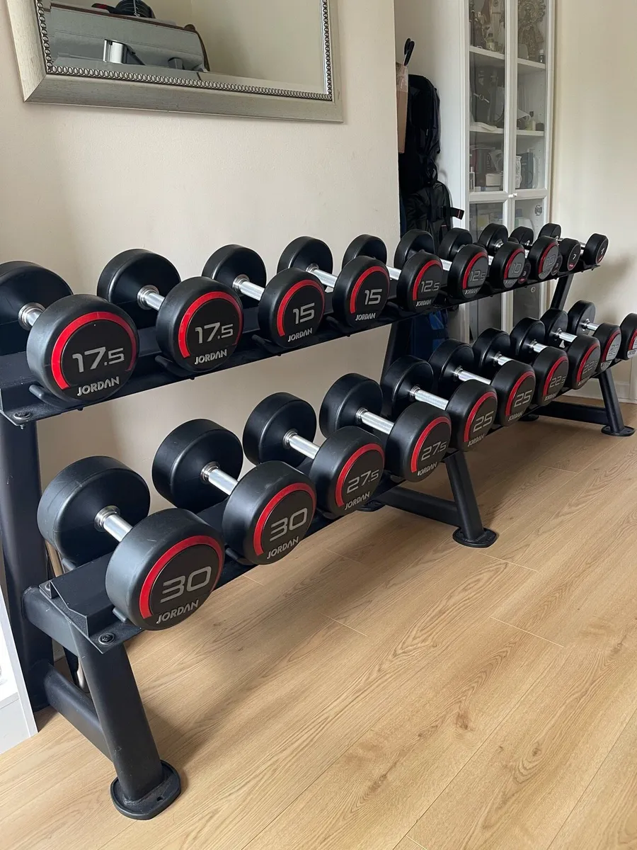 Jordan Premium Urethane Dumbells set with Rack - Image 4