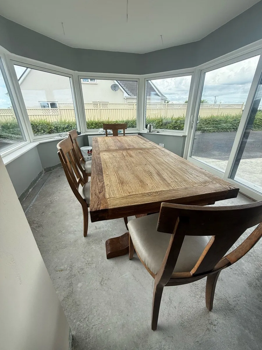 Solid Oak Dining Table, Bench & 4 Chairs - Image 3
