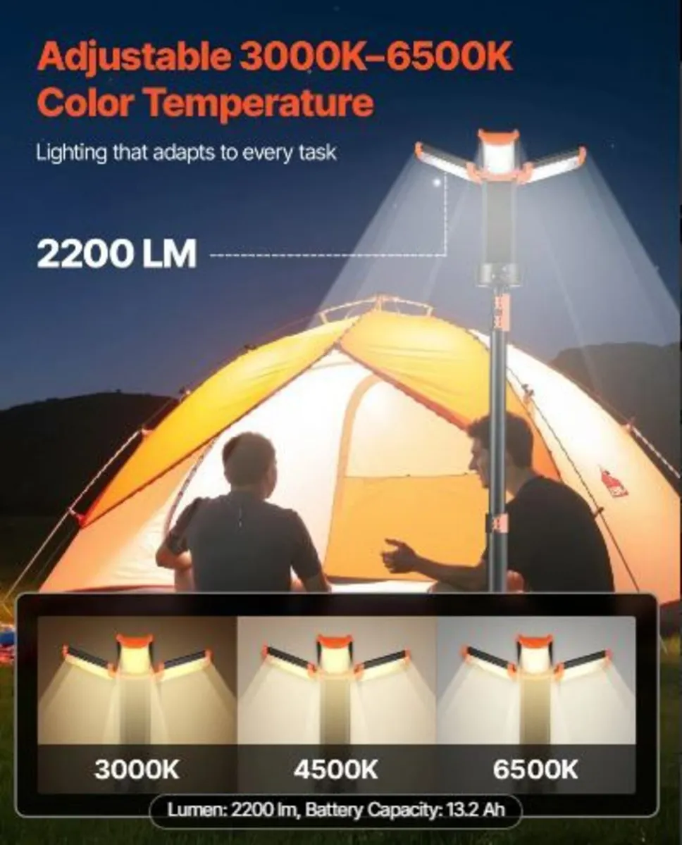 LED Work Light with Stand, 13.2Ah, Rechargeable - Image 2
