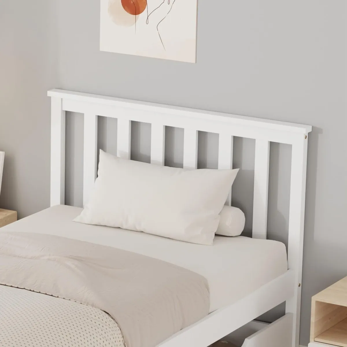 Wooden Bed Frame with Storage Drawers Sturdy Base - Image 4