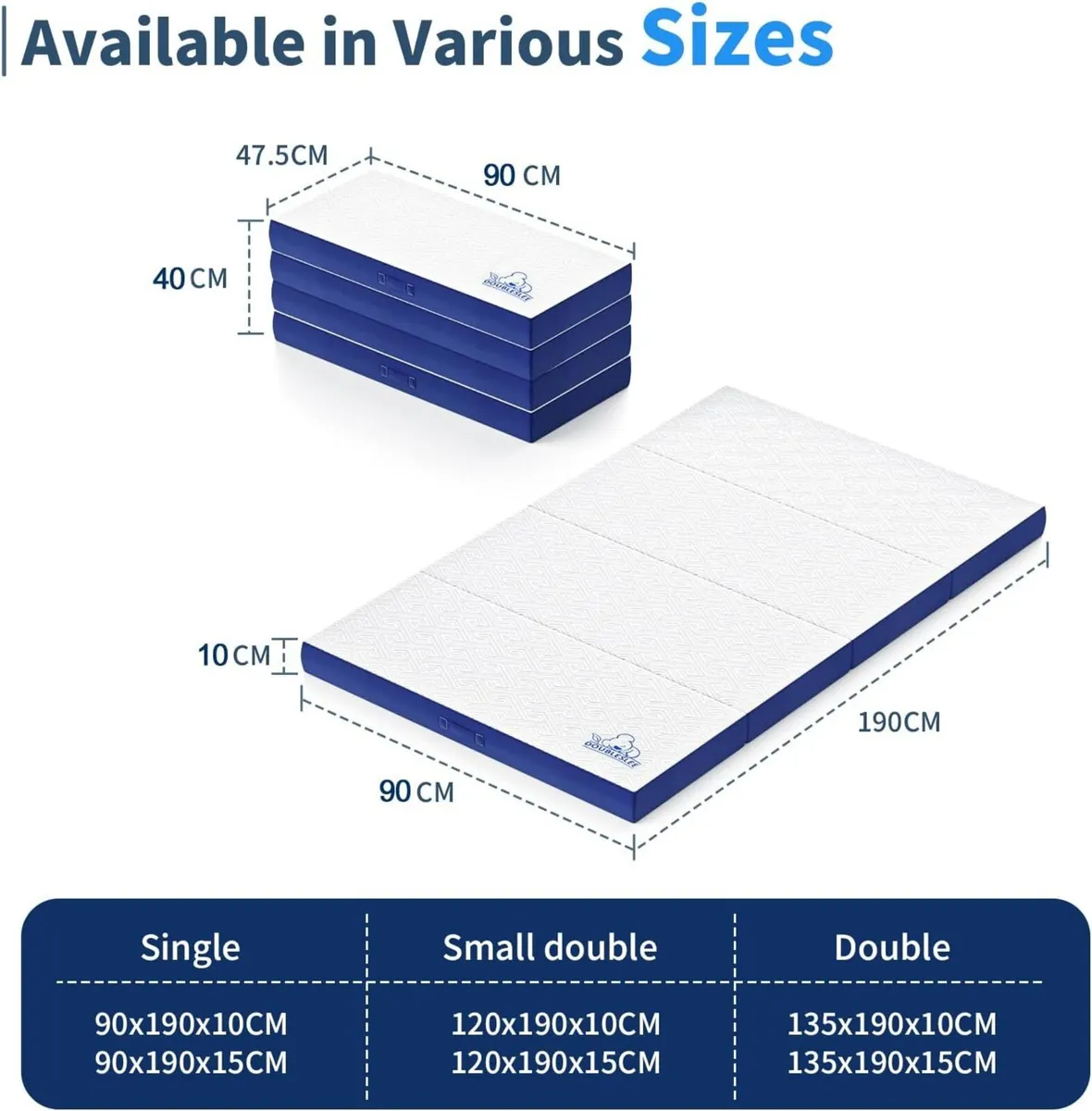 Folding Mattress Size 4-Fold 90x190x10CM 4 Inch - Image 3