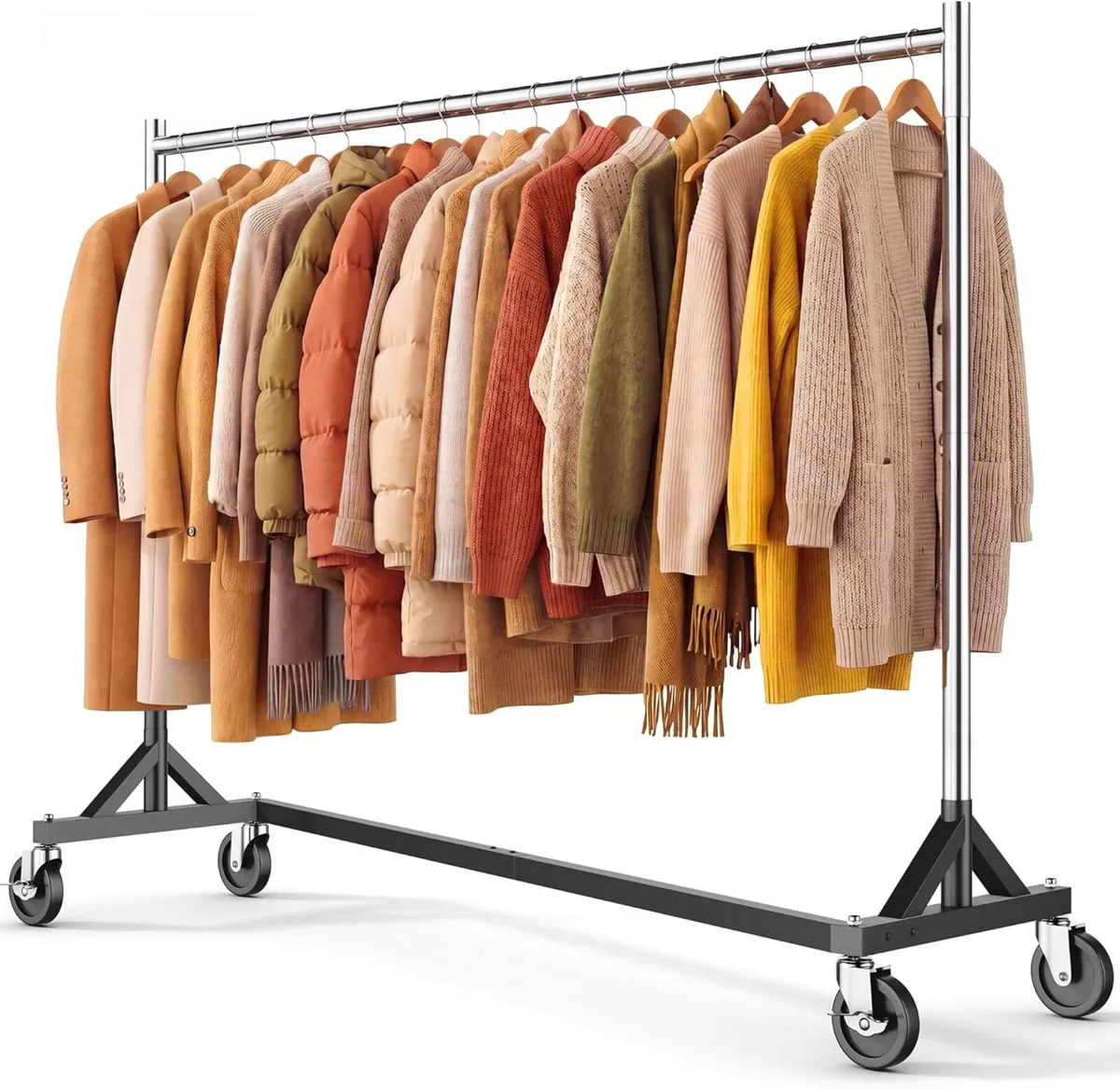 Commercial Heavy Duty Clothing Rack Z Base Rolling - Image 1