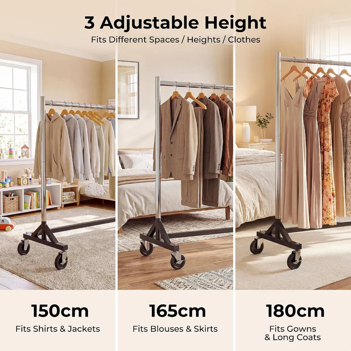 Commercial Heavy Duty Clothing Rack Z Base Rolling - Image 3