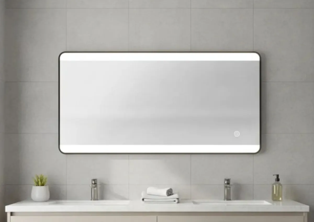Noir 1200mm x 600mm Black Frame Backlit Mirror - Image 2