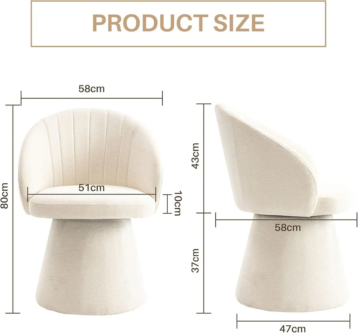 Swivel Chenille Vanity Chair Modern Upholstered - Image 2