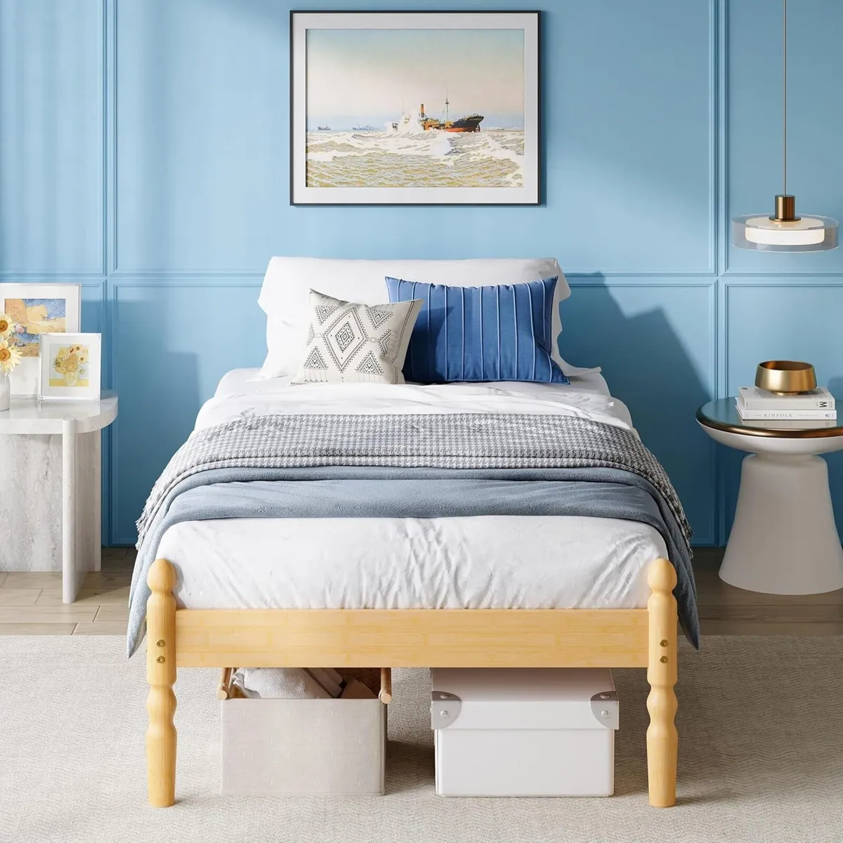 Solid Wood Bed Frame Eco-Friendly Bamboo Wooden - Image 1
