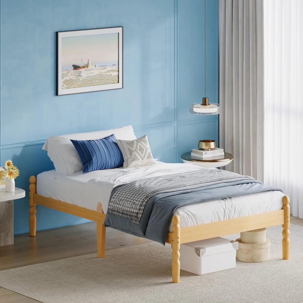 Solid Wood Bed Frame Eco-Friendly Bamboo Wooden - Image 3