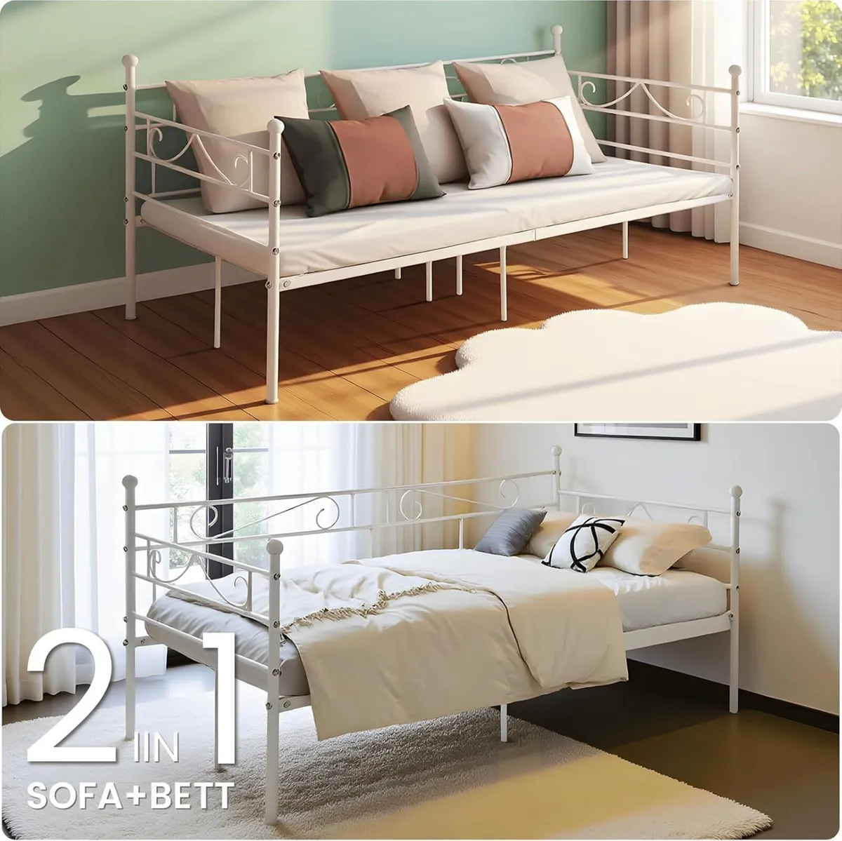 Bed Frame with Headboard and Slatted Sofa - Image 3