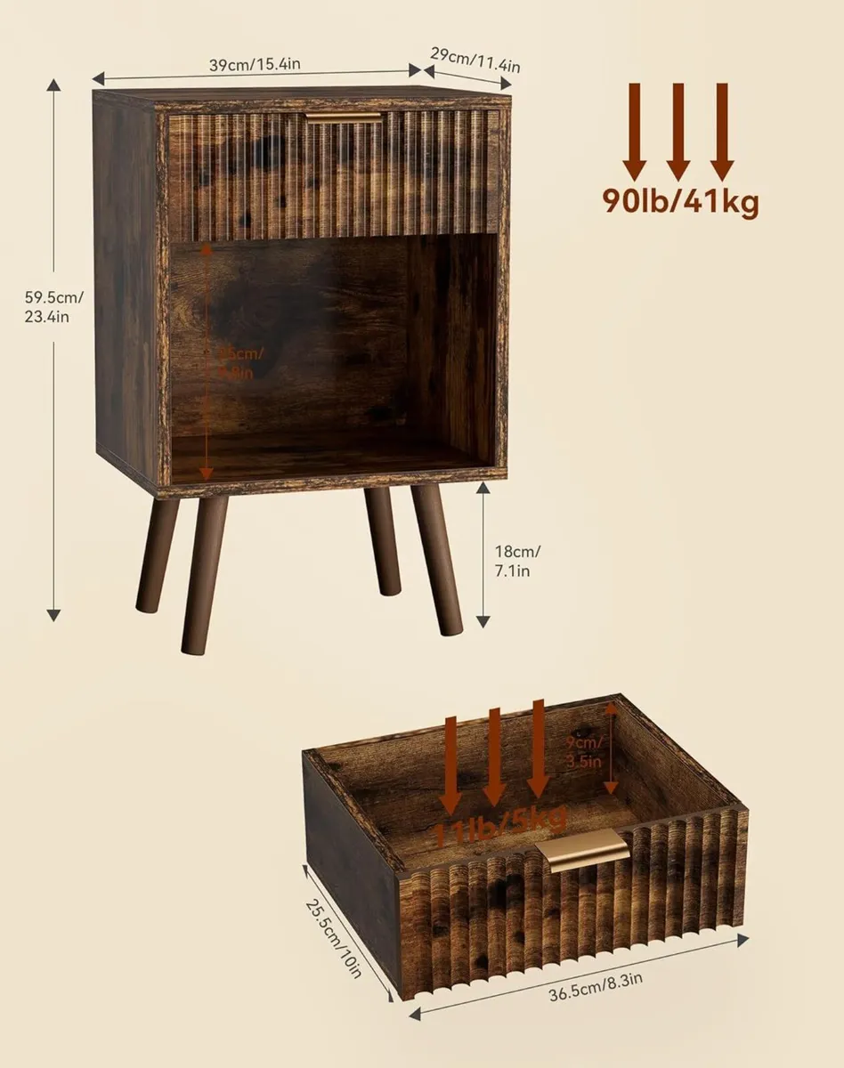 Mid Century Modern Nightstand Side Table - Image 3