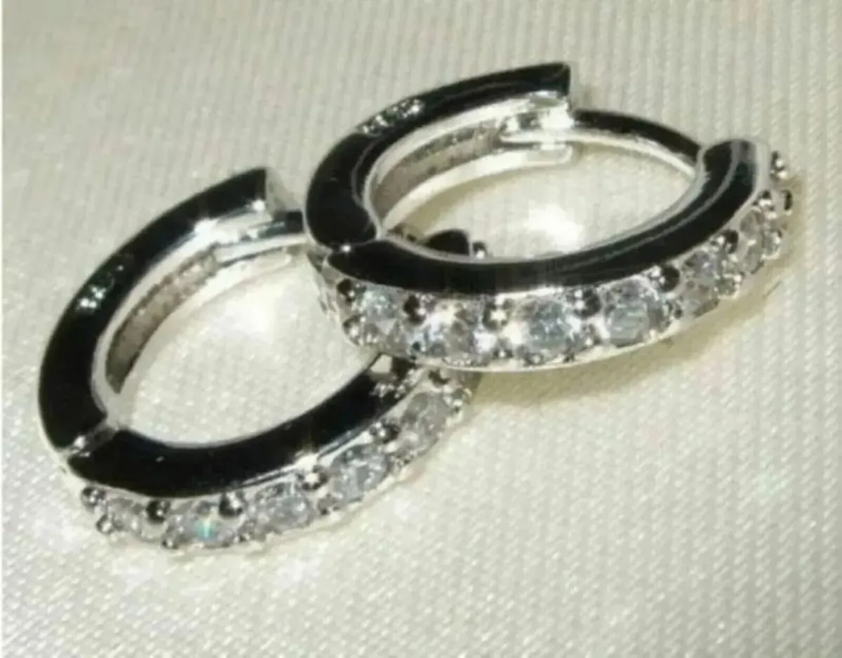 Hallmarked Silver 'Huggie' Earrings - Image 1