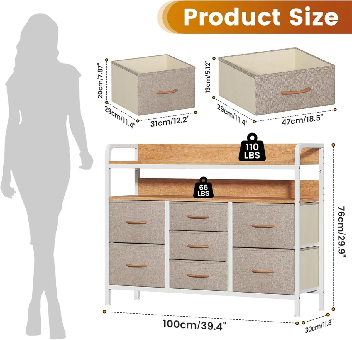 7-Drawer Fabric Chest of Drawers for Bedroom 4 - Image 3