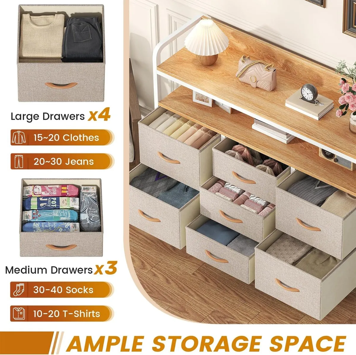 7-Drawer Fabric Chest of Drawers for Bedroom 4 - Image 4