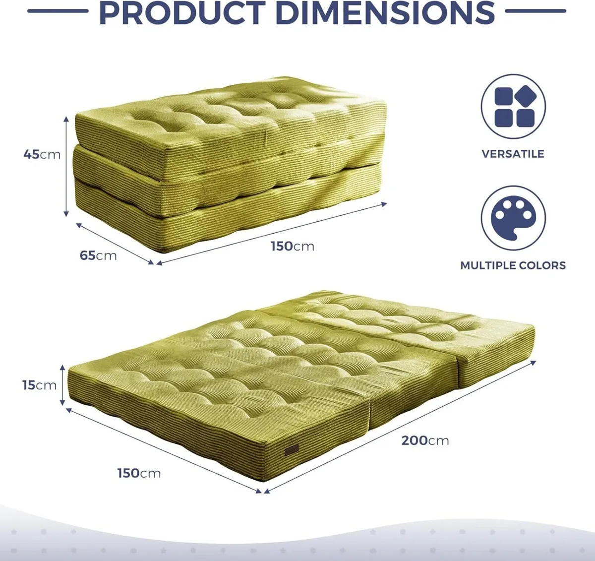 Folding Mattress Comfy Corduroy Foldable - Image 2