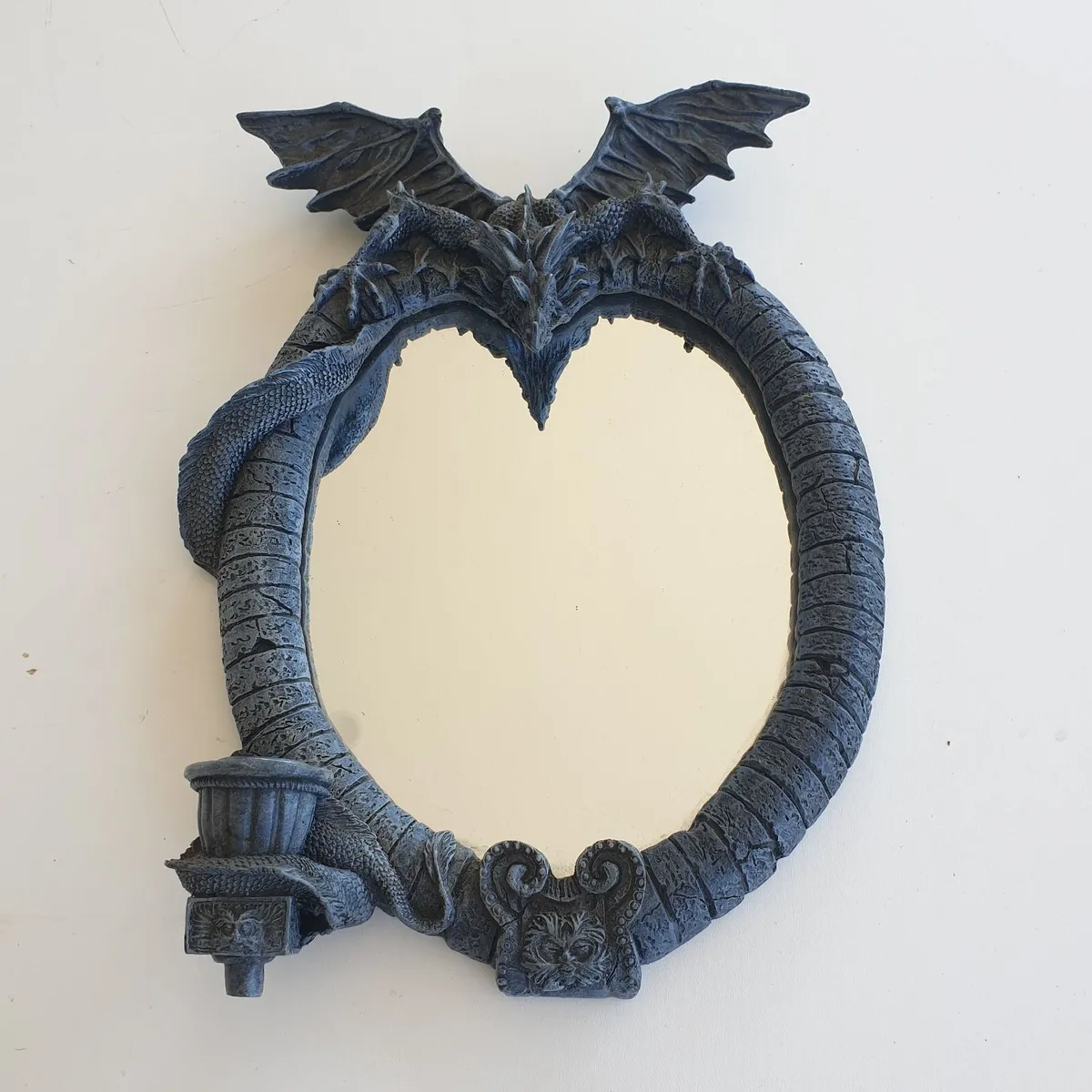 Gothic dragon mirror with candle holder Fantasy - Image 1