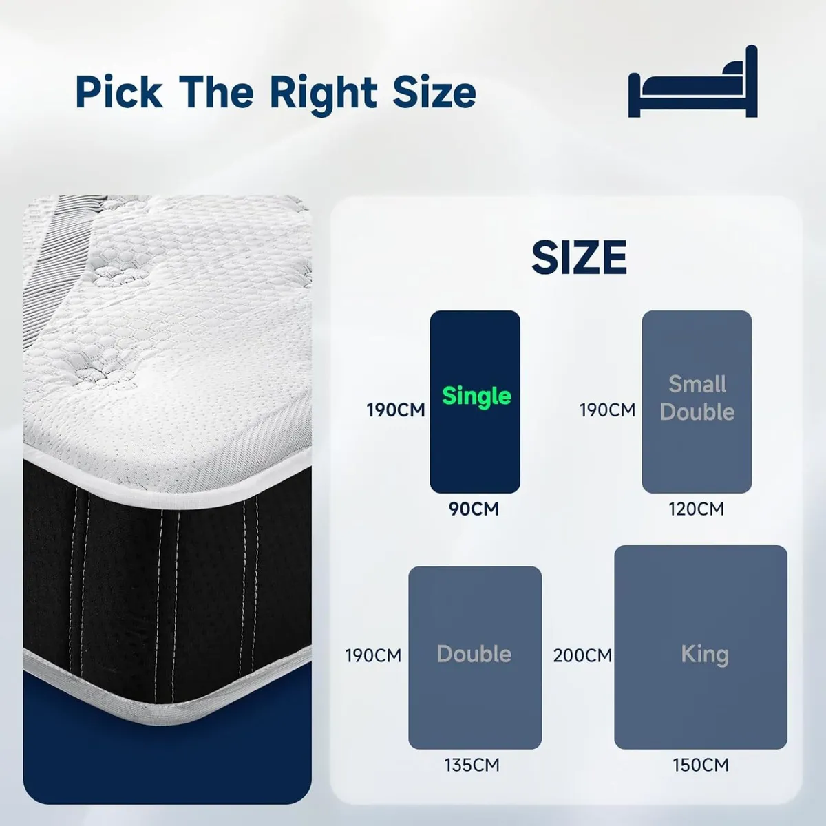 Mattress 9 Zone Orthopaedic Memory Foam Hybrid - Image 2