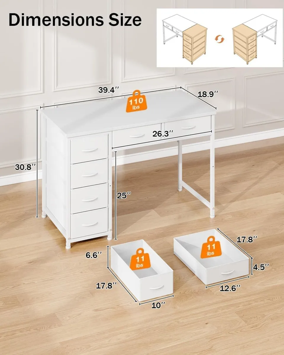 100x48CM Desk Small Computer with 6 Fabric - Image 3